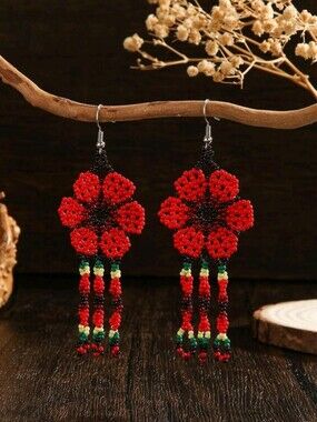 Boho Chic Flower Beaded Earrings